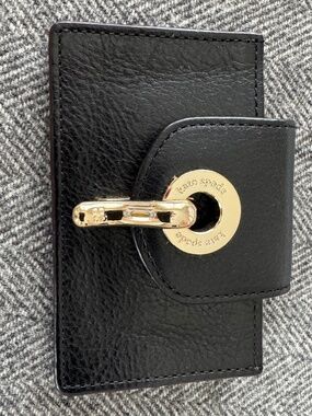 NWOT, KATE SPADE, CARD CARRIER IN BLACK LEATHER WITH POLKA DOT INTERIOR
